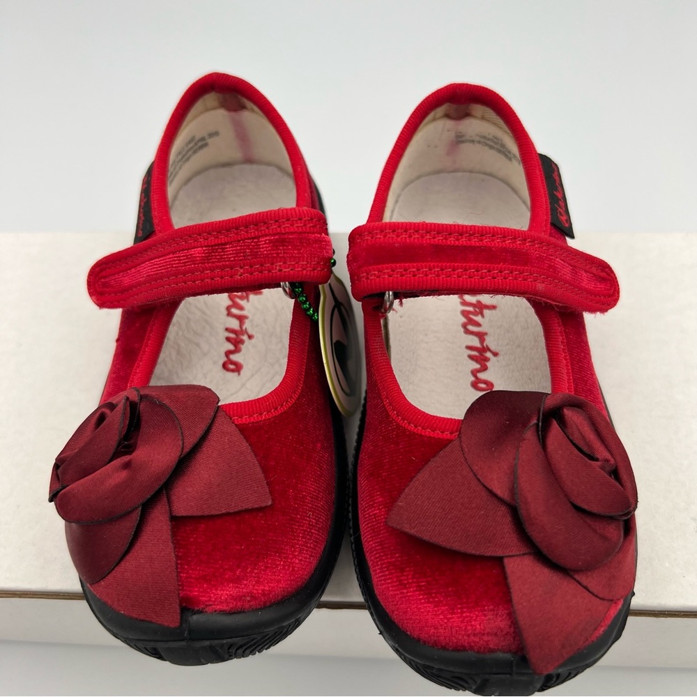 Naturino Velvet Mary Jane Red Burgundy Girls Shoes Size 5